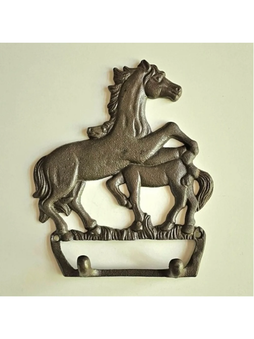 Vintage Cast Iron Horse Wall Hook Mare and Foal Towel Tack Hanger Rustic 7.5